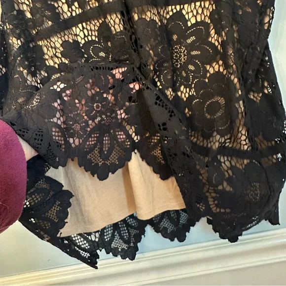 Express Black Lace Women's Tank Large Corset Whimsigoth Going out Sheer - Picture 4 of 6